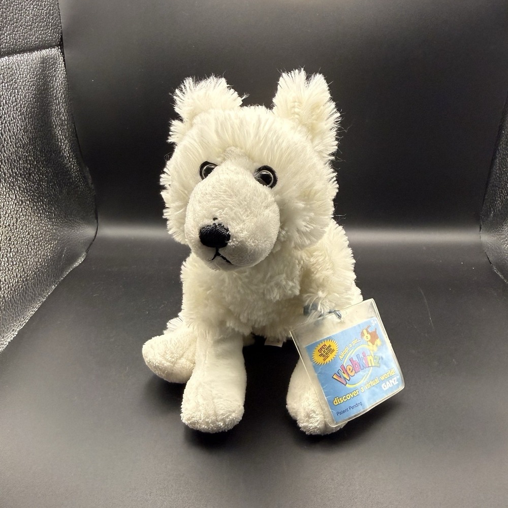 Vintage WEBKINZ ARTIC FOX HM210 White Plush Toy W/sealed Code Tag Still Attached